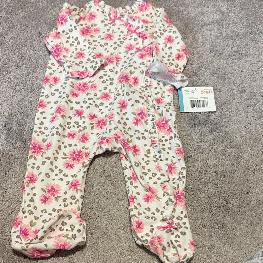 Gerber Pink Floral Leopard Baby Footie
